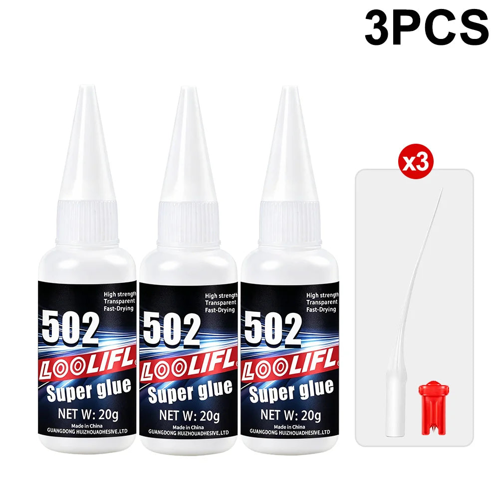 502 Super Strong Quick-Drying Adhesive, Professionally Used for Daily Repair of Toy Plastics, Is White, Transparent and Odorless