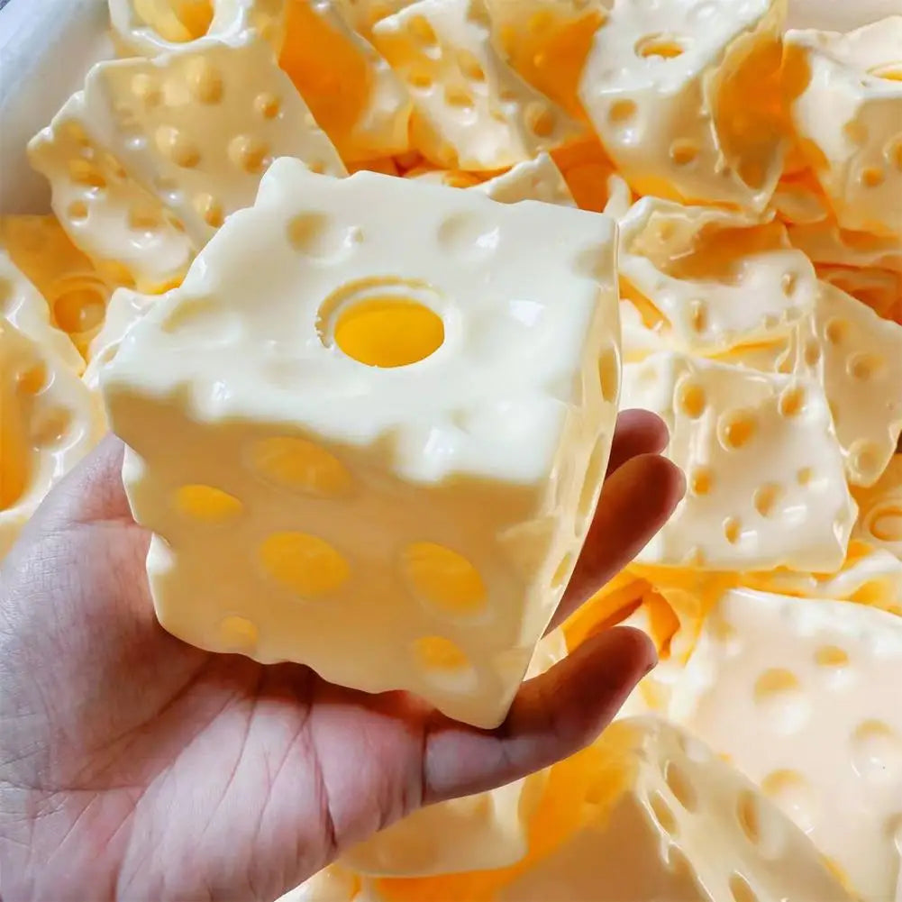 Square 7cm Ultra-Thin Cheese Ball Skin Simulation Bread Kneading Toy With Slow Rebound Squeezing Shell