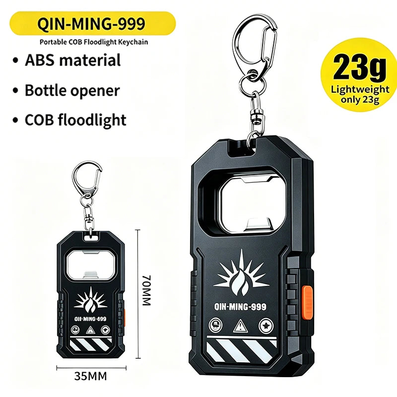 COB Keychain Light LED Flashlight USB-C Rechargeable Mini Handheld Flashlight Work Light with Bottle Opener for Outdoor Camping