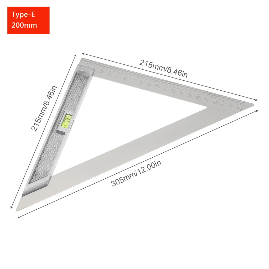 200/250/300mm Aluminum Square Ruler Right Angle 90 Degree Turning Rule Woodworking Measuring Tool Angle Square Carpenter Ruler