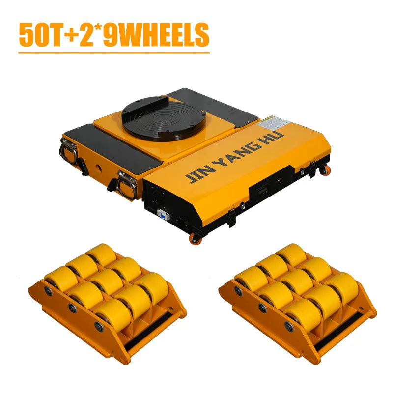 10-60T Wireless Electric Remote Control Heavy Cargo Roller Dolly Moving Transport Trolley for Machinery Workshop Construction