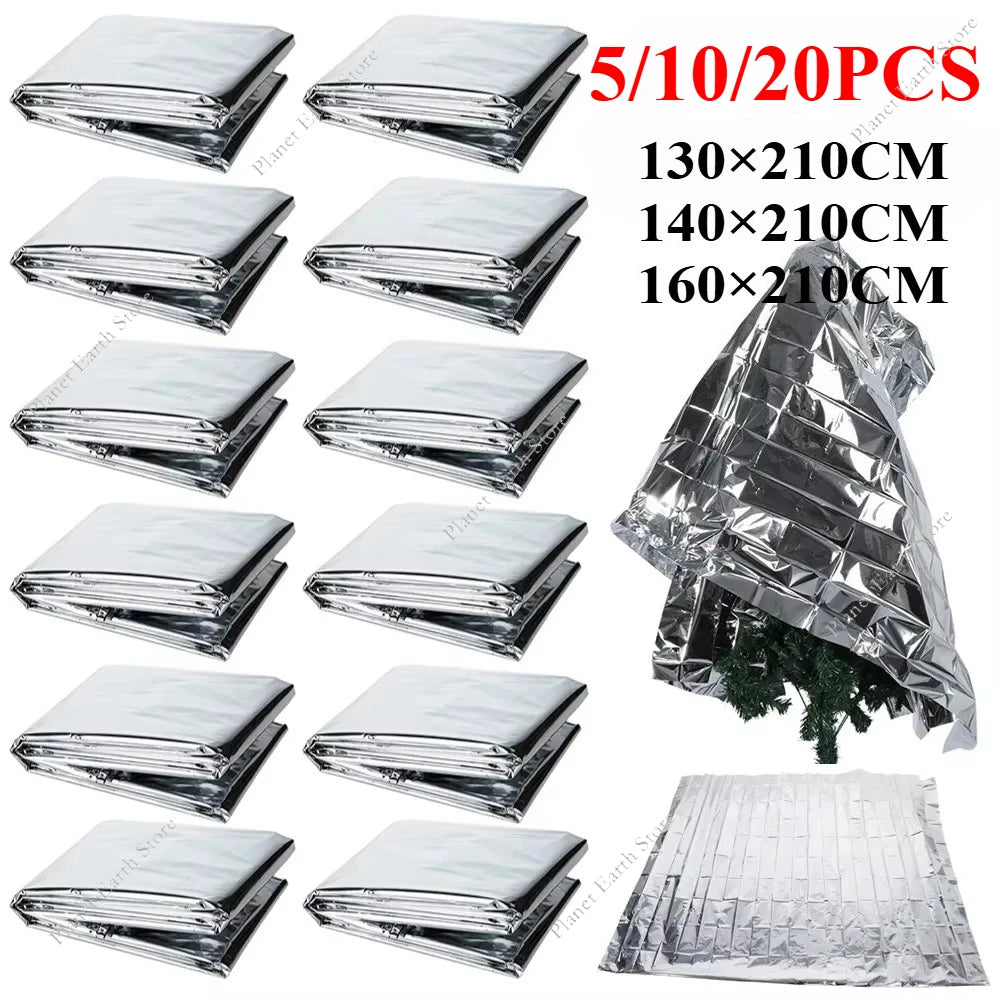 5/10/20 Pack Emergency Blanket Thermal Blanket for Camping Waterproof Foil Thermal Blanket Heat Reflective Blanket for Outdoors