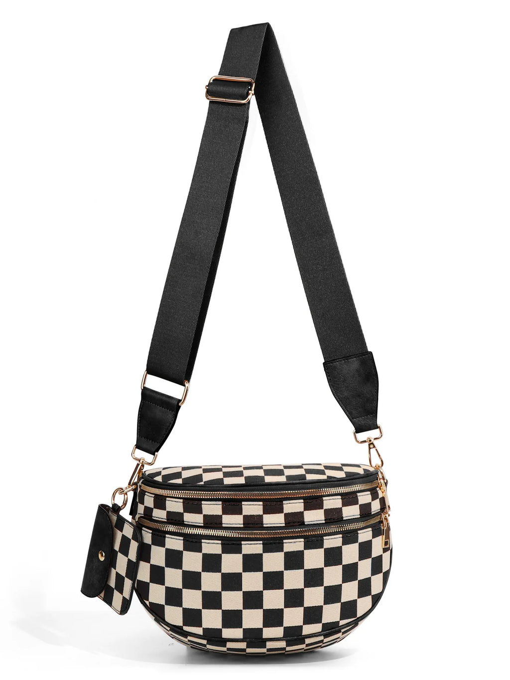 New checkered crossbody bag, shoulder bag, large-capacity shell bag