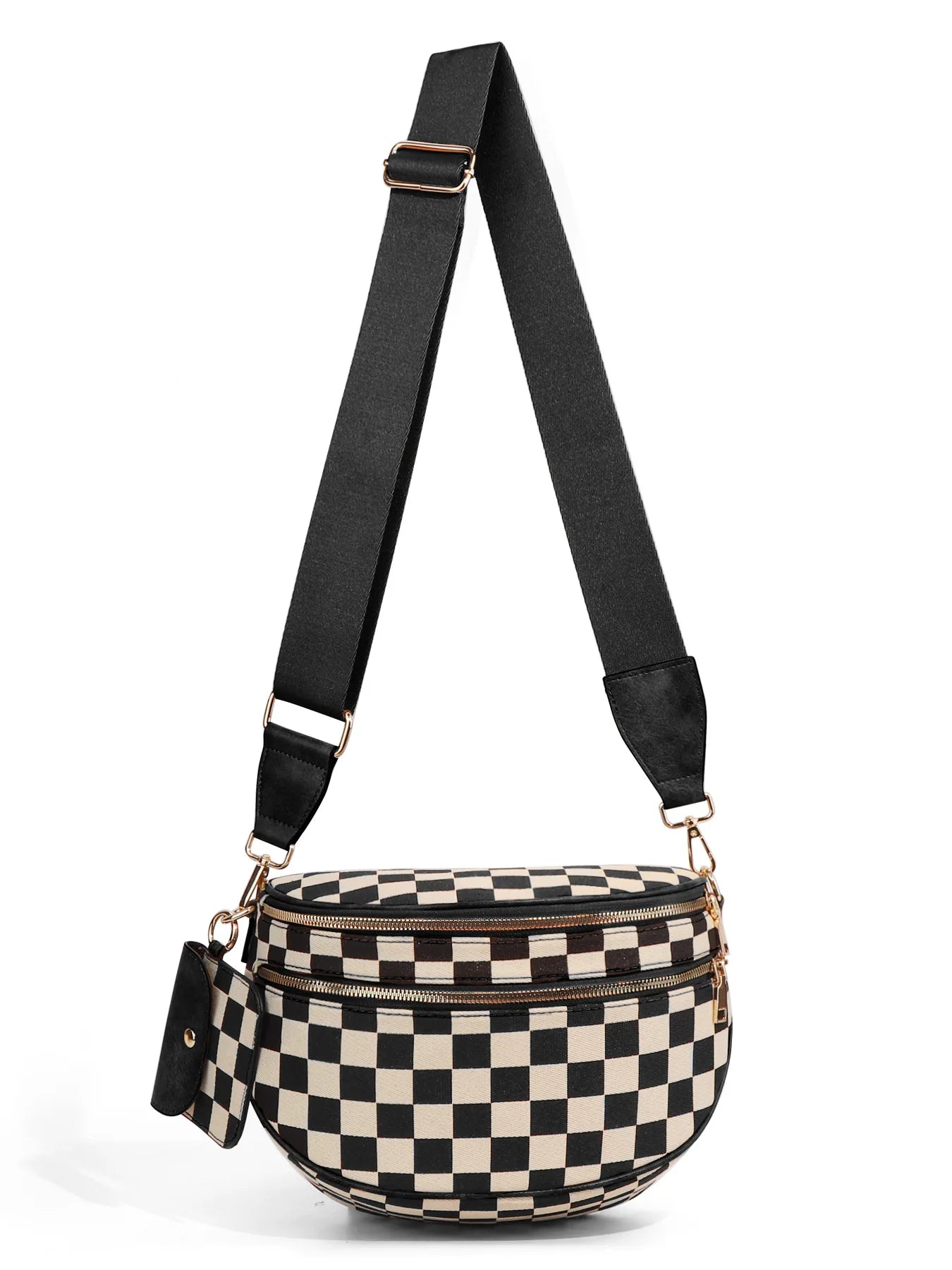 New checkered crossbody bag, shoulder bag, large-capacity shell bag