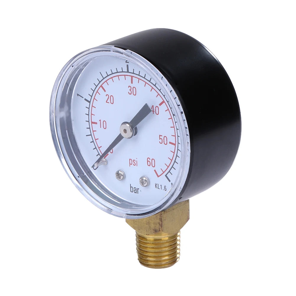 50mm 0-60 PSI Pool Filter Pressure Gauge 1/4 NPT Bottom Mount Spa/Pool/Aquarium Water Pressure Gauge Manometer