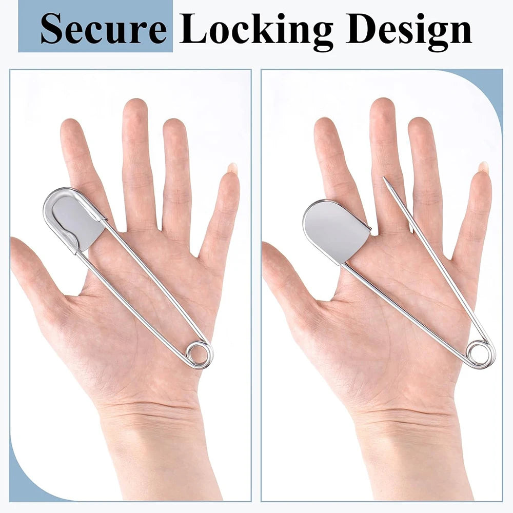 4PCS Large Safety Pins Stainless Steel Safety Pins Heavy Duty Strong Laundry Pins for Sewing Quilting Crafts and Decorations