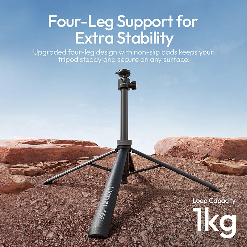 Ulanzi TT24 1.5M Cka Quick Release Selfie Stick Four-Leg Tripod Stand for Mobile Phone Gopro Action Camera with 360° Rotation