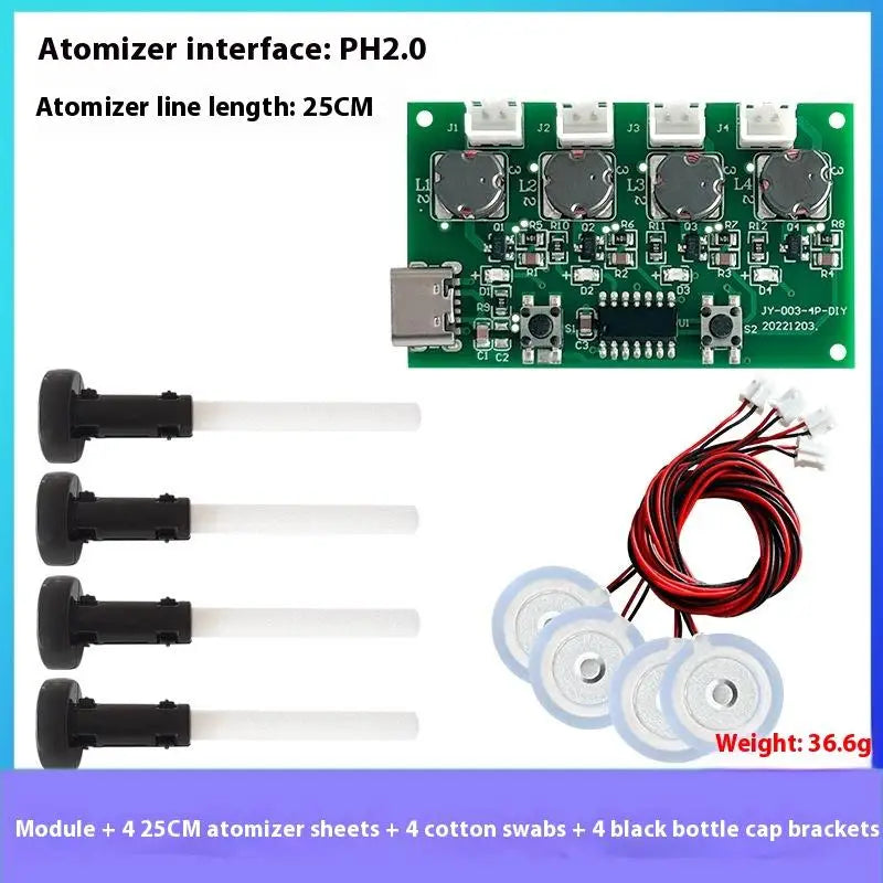 New【1Set Four Spray Humidifier TypeC USB Mini Humidifier DIY Kits Mist Maker And Driver Circuit Board Atomizer Sheet With Stand】