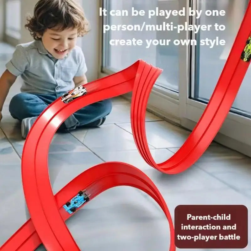 DIY Assembled Soft Track Car with Inertia Return for Kids  Rolls Up Portable DIY Racetrack Birthday Gifts for children