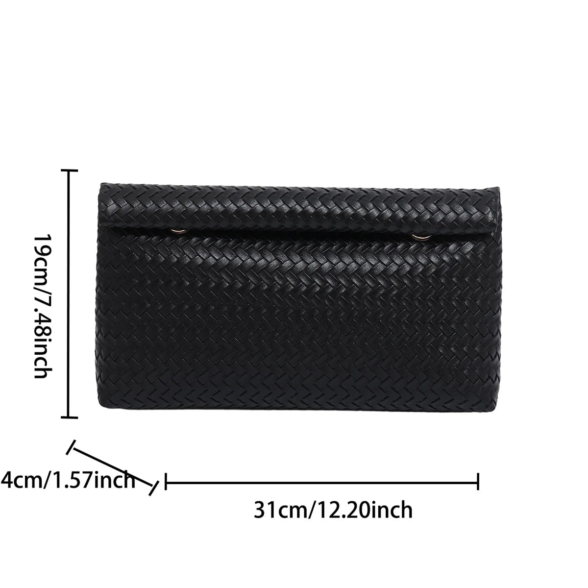 Braided Texture Fashion Retro Solid Color Clutch Bag PU with Lightweight Magnetic Closure Water Resistant for Daily Use