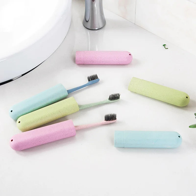 Home wheat straw travel toothbrush box, portable toothbrush cover storage box, wheat straw toothbrush storage box