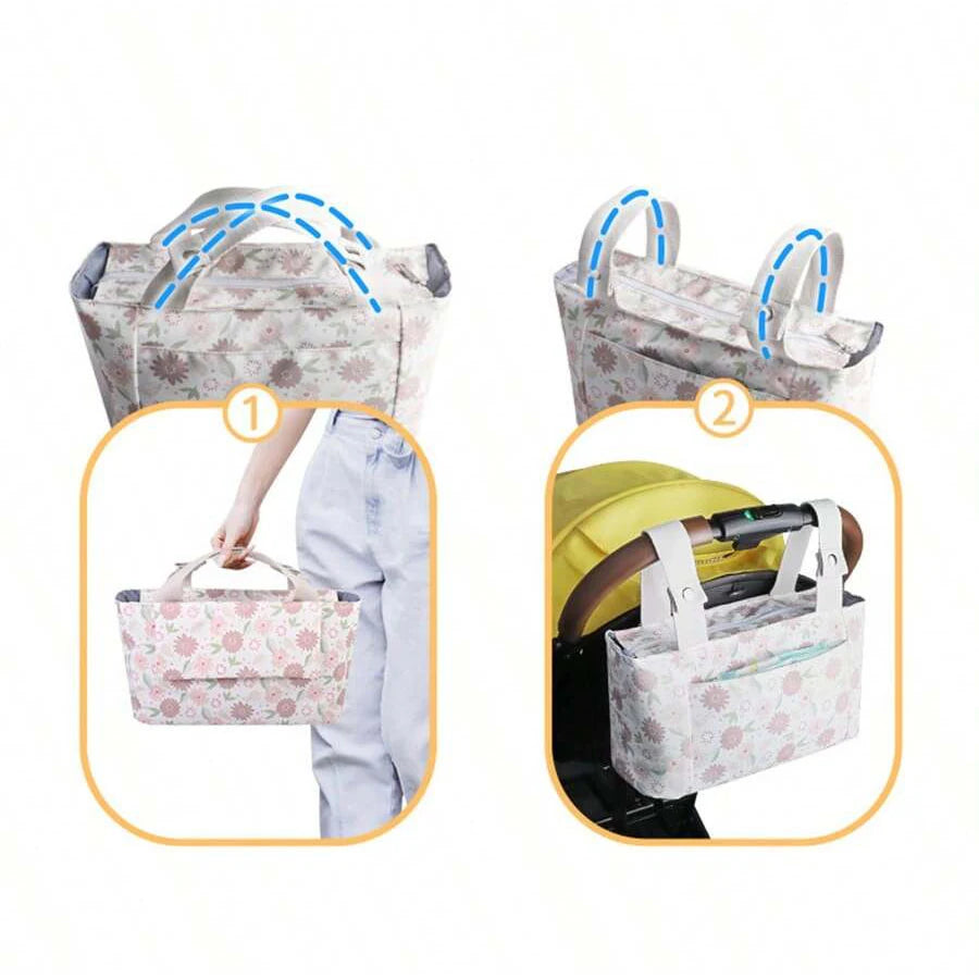 Large Capacity Baby Stroller Bag Hanging With Multiple Pockets Stroller Storage Hanging Bag Oxford cloth Magnetic Button
