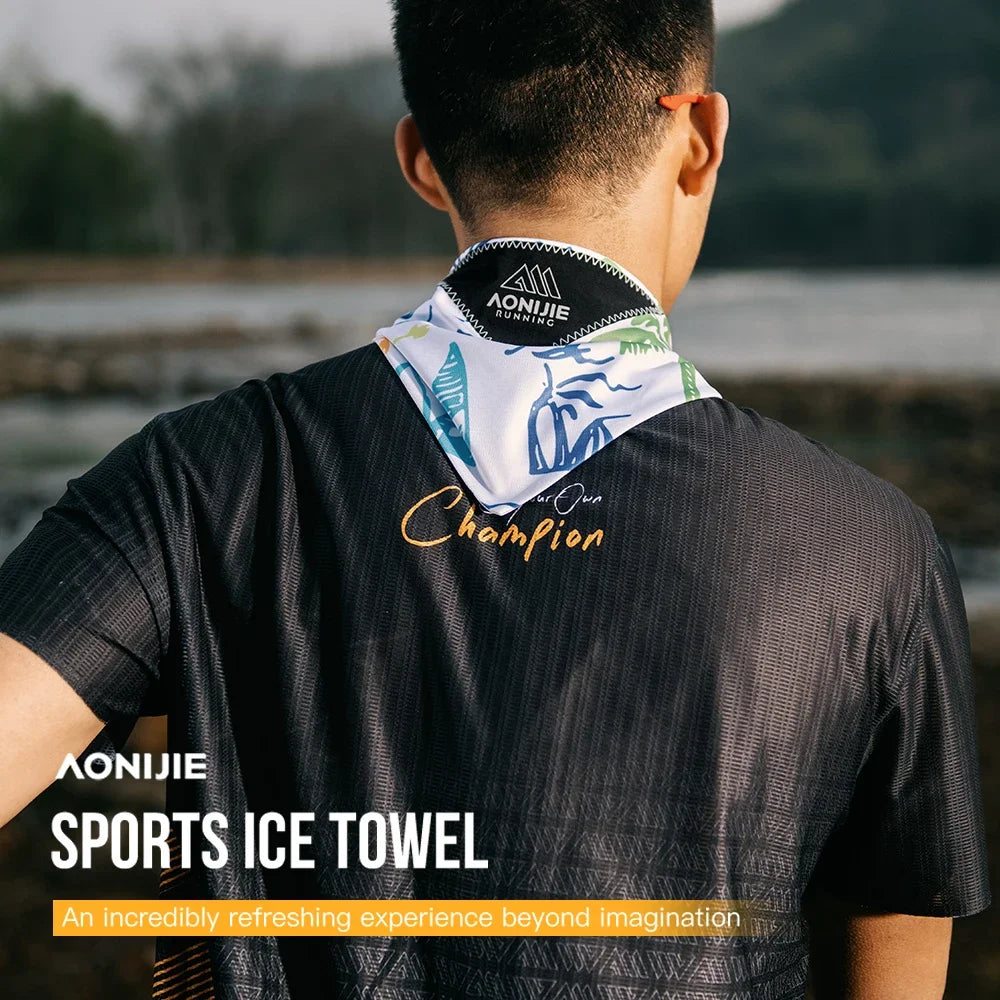AONIJIE E4427 Upgraded Version Sports Ice Towel Neck Protection Sunscreen Triangle Scarf Sweat Absorption Breathable for Running
