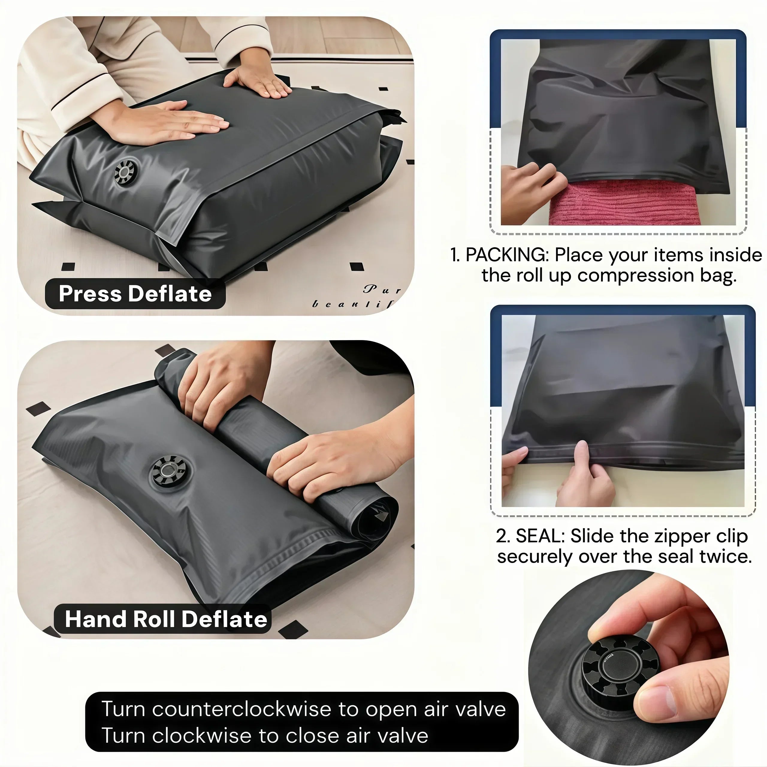 Fabric Vacuum Compression bags for travel essentials bag，organizers storage for clothes accessories packaging bags travelbag