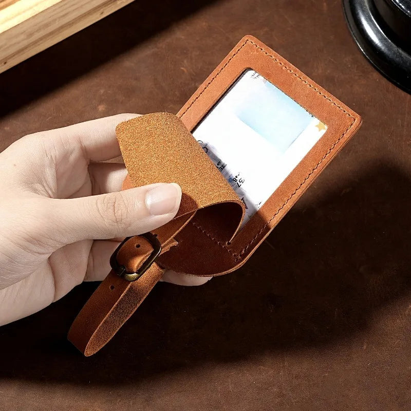 1PC Genuine Leather Luggage Tag Women Men Travel Accessories Suitcase Tags Name ID Address Lable Bag Tags for Luggage