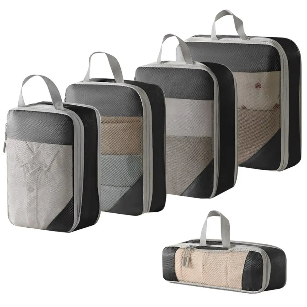 Folding Compression Packing Cubes Mesh Travel Accessories Expandable Packing Organizers Lightweight Luggage Storage Cases