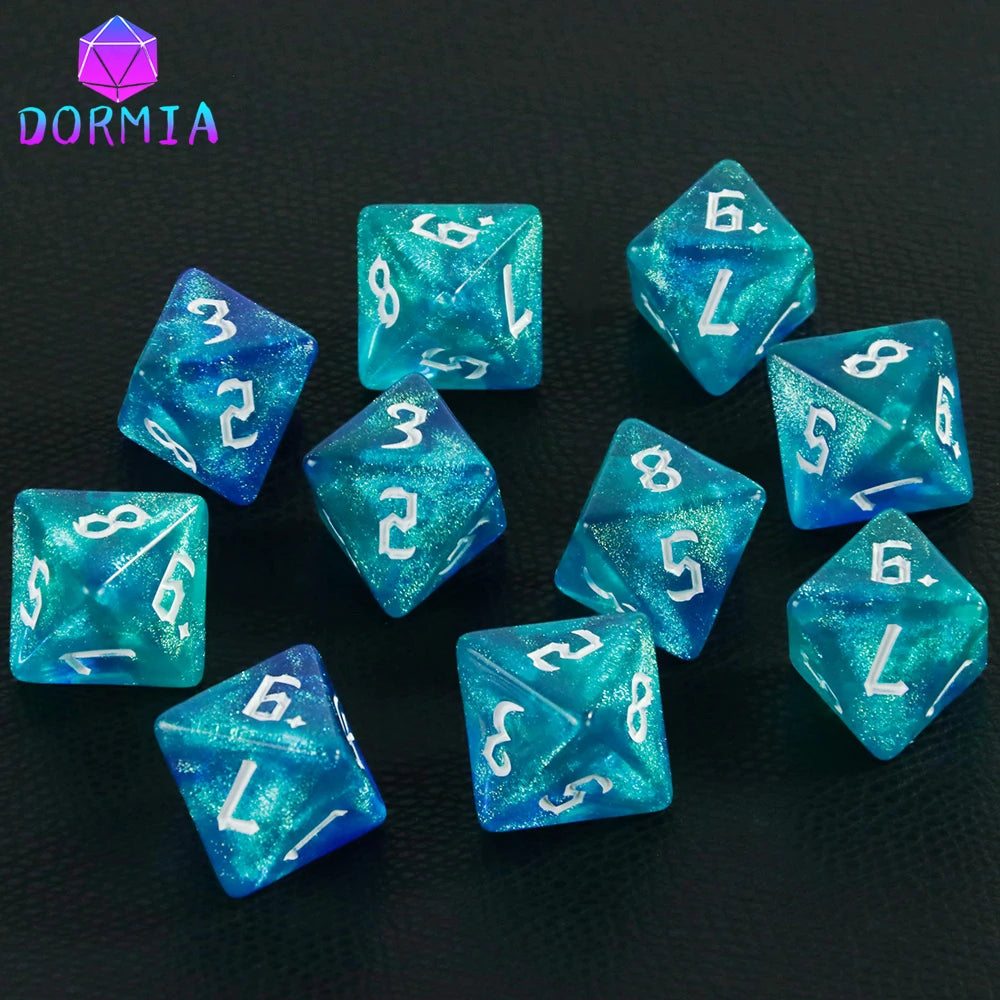D8 Mixed Colours Polyhedral Dice 8 Sided Amazing Glitter Dice for DND Roleplay Game Math Teaching Playing Tabletop Games