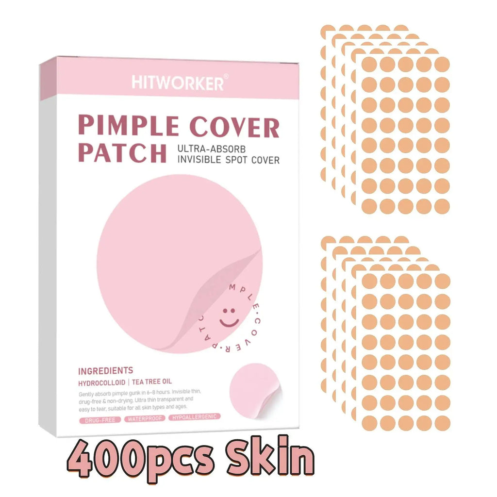 400pcs Hydrocolloid Acne Pimple Patches for Face, Effective Blemish Spot Treatment, Invisible & Skin-Friendly