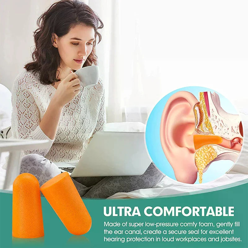 10Pairs Soft Orange Foam Ear Plugs Tapered Travel Sleep Noise Prevention Earplugs Noise Reduction Insulation Ear Protection