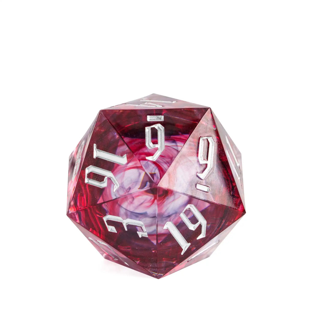 Cusdie 33mm Rainbow Film D20 Dice, 20 Sided Resin Sharp Edges Dice, Single D20 Polyhedral Dice, for Role Playing Board Game