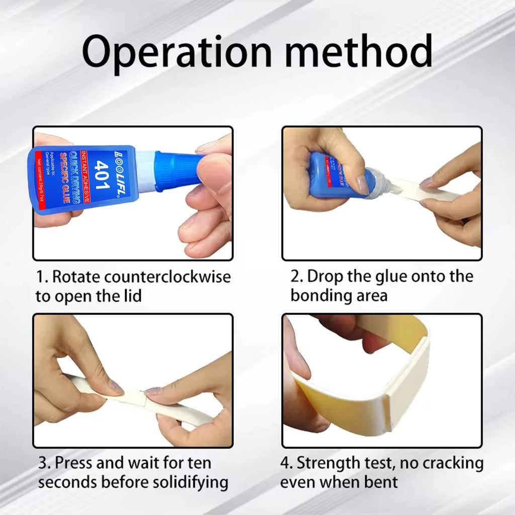 LOOLIFL 5PCS 401 Super Glue Extra Strong Quick Repair Glue Wood Rubber Metal Glass Cyanoacrylate Jewelry Adhesive Instant