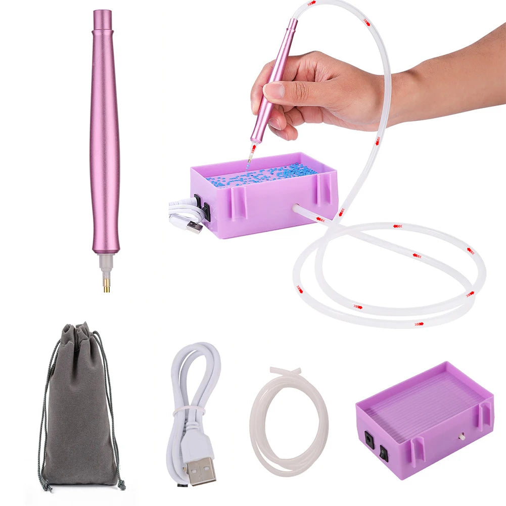 DIY Electric Diamond Art Painting Pen Set Portable Vacuum Diamond Painting Pen Kit USB Powered Diamond Suction Device for Craft