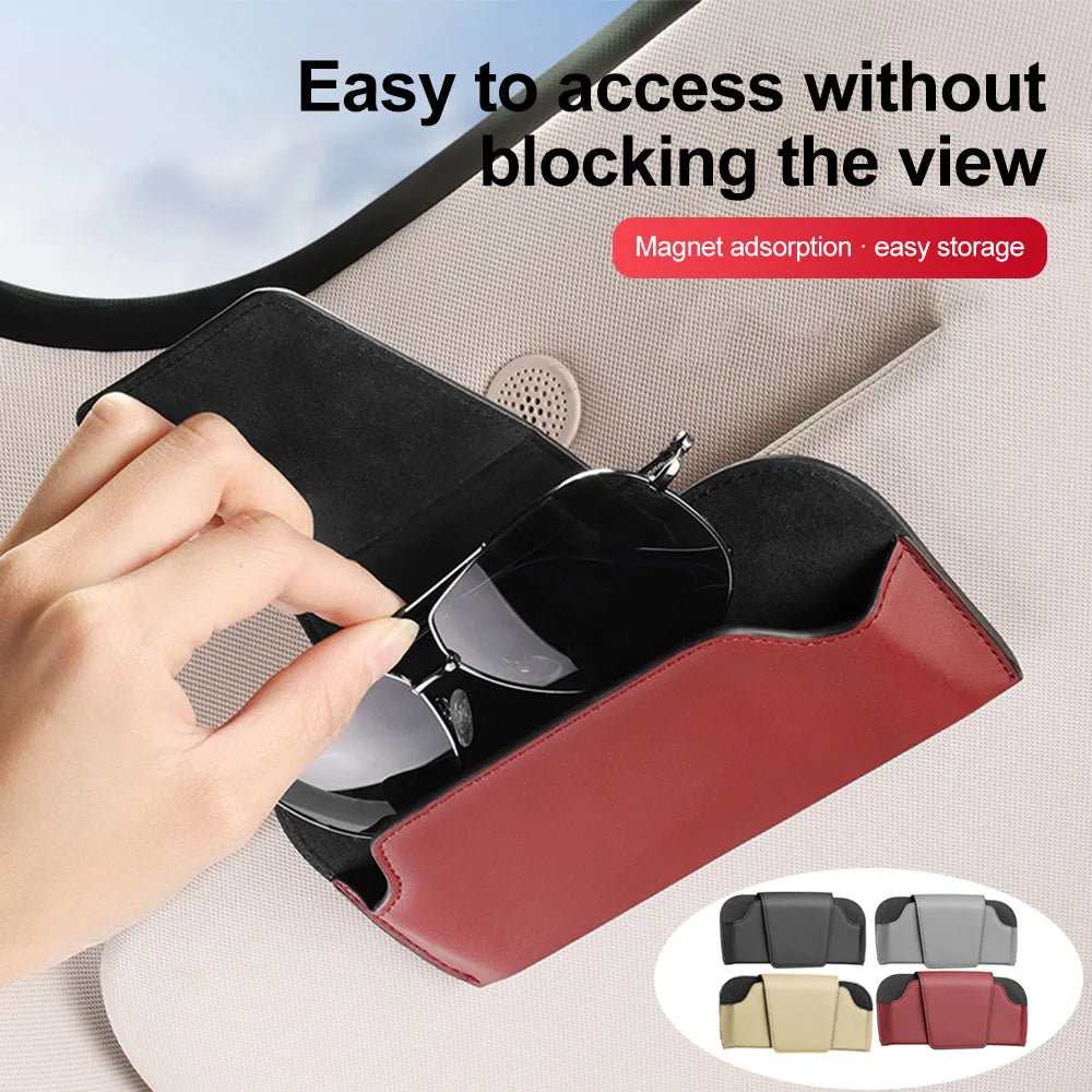Universal Car Sunglasses Holder Case Magnetic Auto Sun Visor Glasses Box Clip Sunglasses Holder Fastener Eyeglasses Storage
