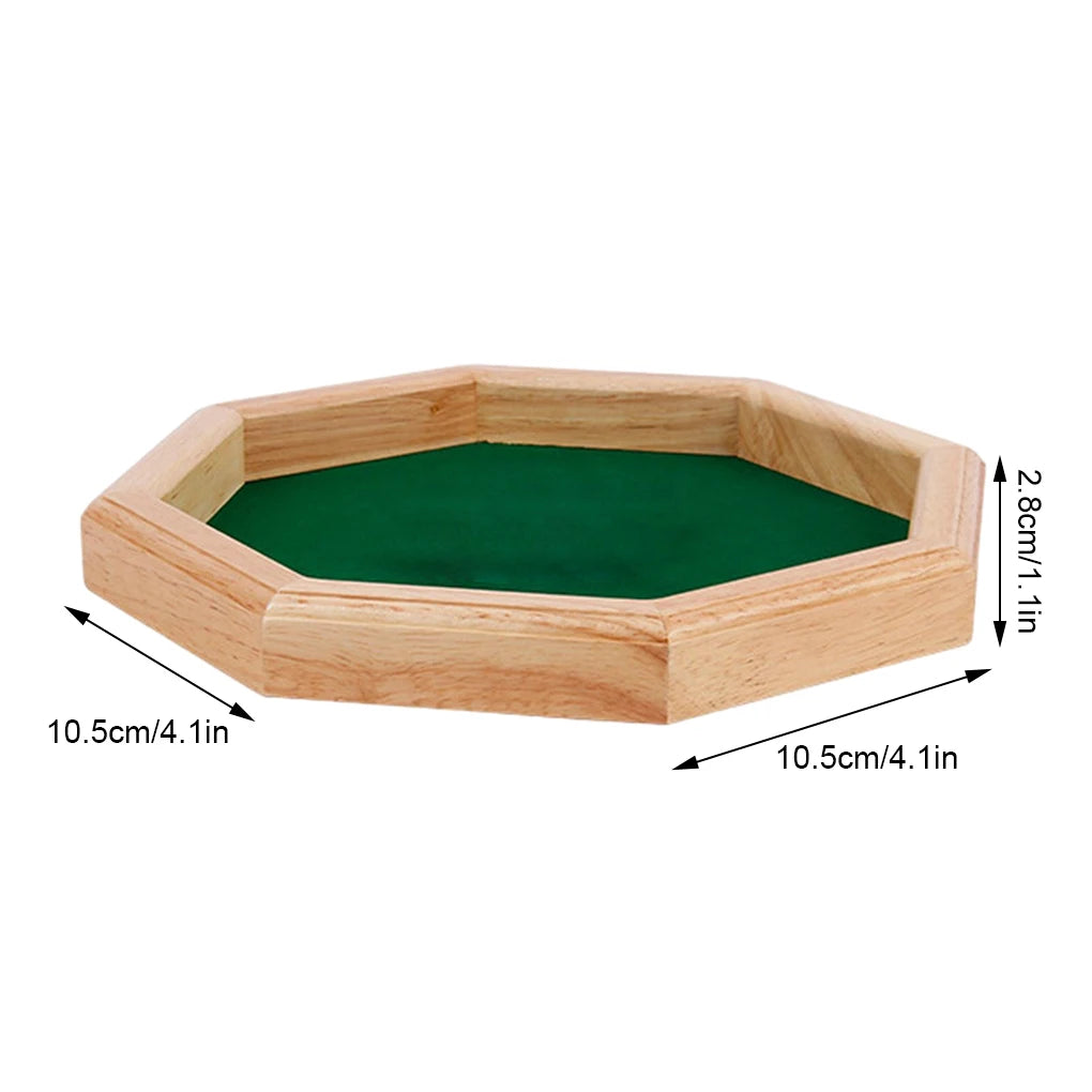 10.2 inch Wooden Dice Octagonal Dice Tray Board Game for Game Night Game Dice Party and Celebrations Party Supplies