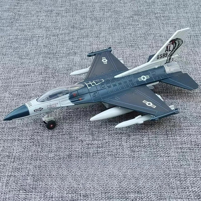American F-16 Fighter Alloy Aircraft Model with Sound Light Series Children's Aircraft Model Toy Birthday Gift Christmas