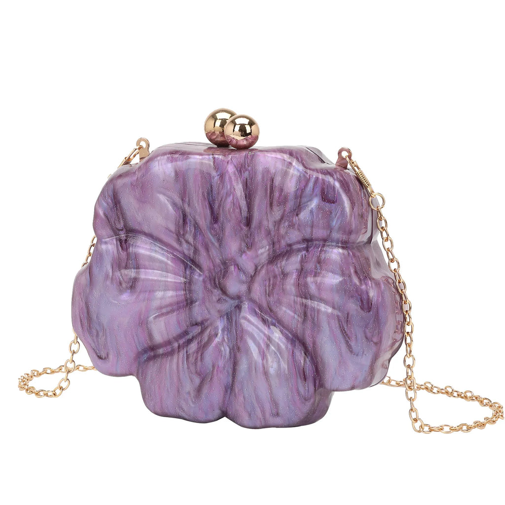 Fashion Pink Acrylic Clutch Bag for Women Designer Flower Box Shoulder Crossbody Bags Luxury Evening Party Purses Valentine Day