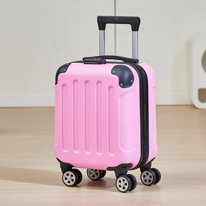 Fashionable Carry-On Luggage 14-inch Cabin-Size Suitcase Perfect for Short Trips Includes Cup Holder and Phone Holder Multi-Dire