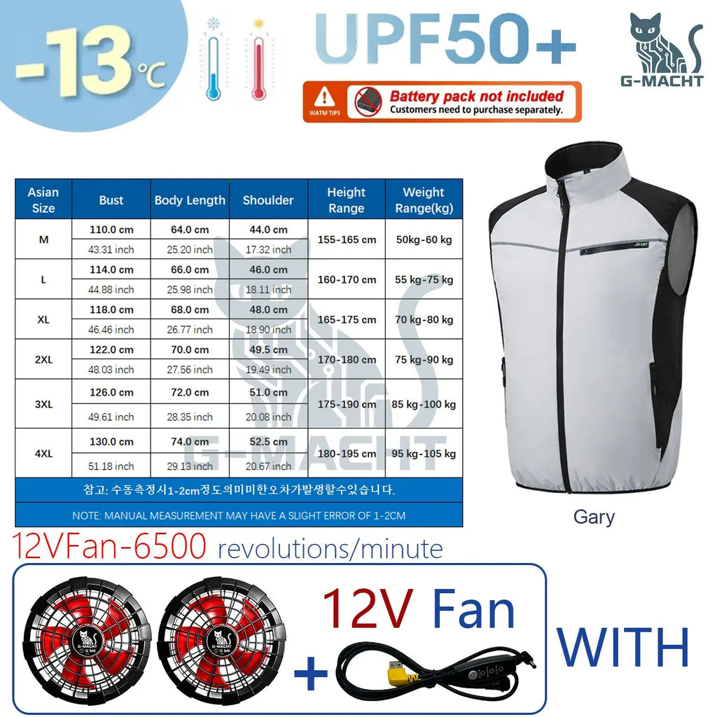 G-MACHT Summer Breathable Wearable Cooling 2-3-4Fans Vest Ice Cooling Air Conditioner Clothes For Outdoor Fishing Heat Resistant