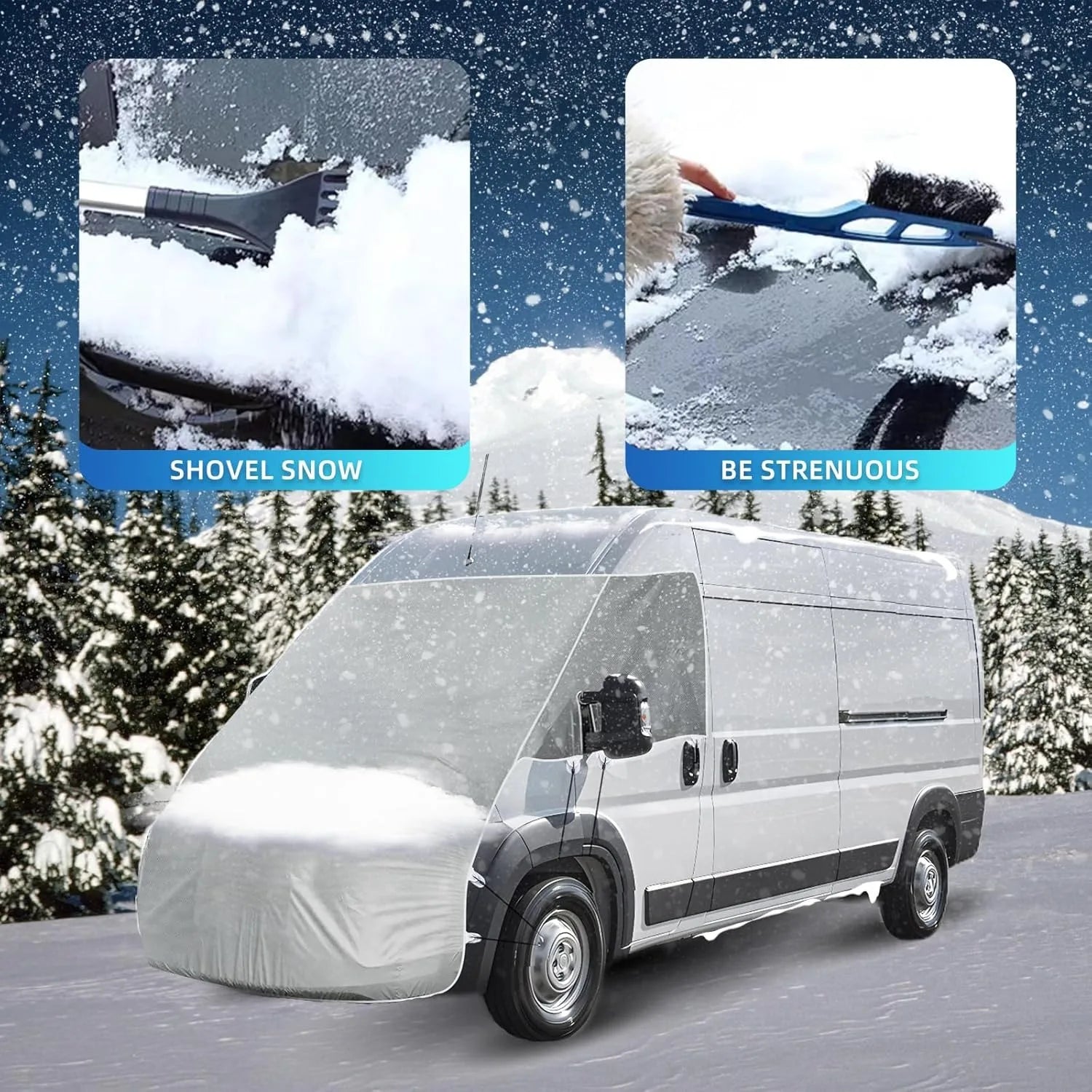 Windshield Snow Cover Caravan Windscreen Engine Hood Full Cover For Fiat Ducato Peugeot Boxer Citroen Relay 2006+ Ram Promaster