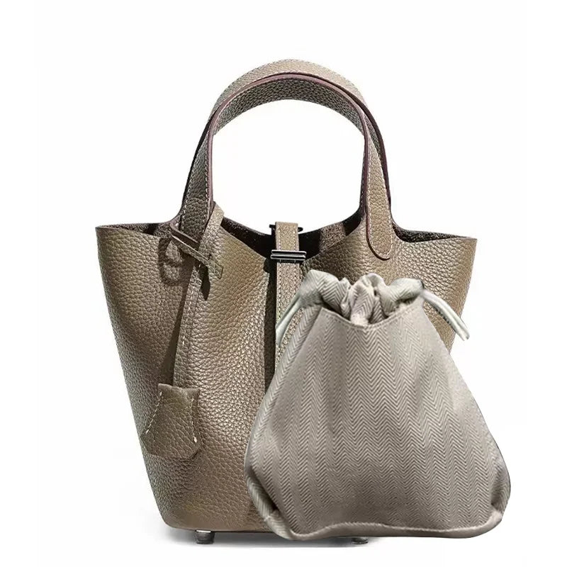 Real Leathe Women Bags Handbags Bucket Bag New Fashion Tote Bag Genuine Leather Luxury Desginer Big Size Large Lady Hand Bags