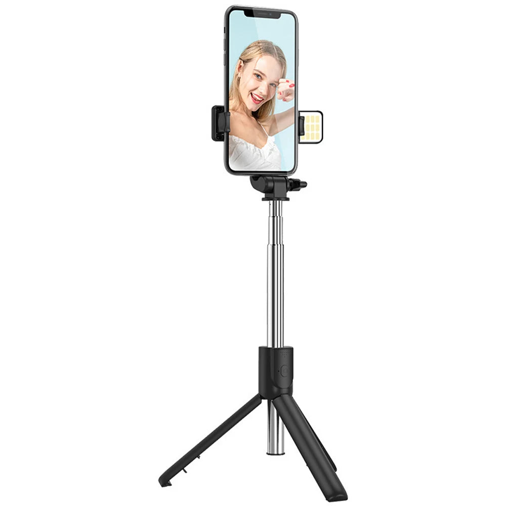 All In One Retractable Phone Selfie Stick Tripod With Bluetooth Remote Control Portable Cell Phone Holder For Live Streaming TIK