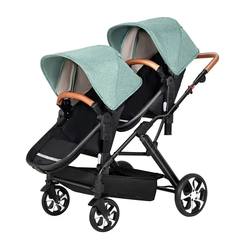 High landscape baby stroller for twins, suitable for folding four wheeled baby strollers for two children NEW 2025 kids car
