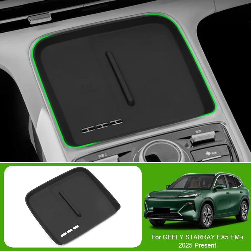 Car Lower Central Control Armrest Box Storage For GEELY STARRAY EX5 EM-i 2025-Present Auto Wireless Charging Mat GPS Tidying Box