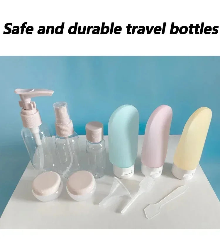 11Pcs Travel Toiletries Containers Set, Conditioner, Lotion – Refillable Mini Skincare Bottles for Airplane & Carry-On
