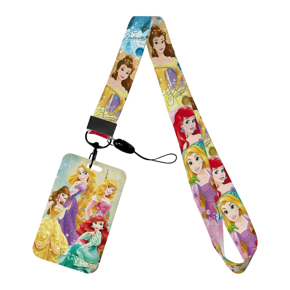 Disney Princess New Arrival Card Holder Student Keychain Girl Bus Metro Protective Case School Card Cover Kid Personalized Gifts