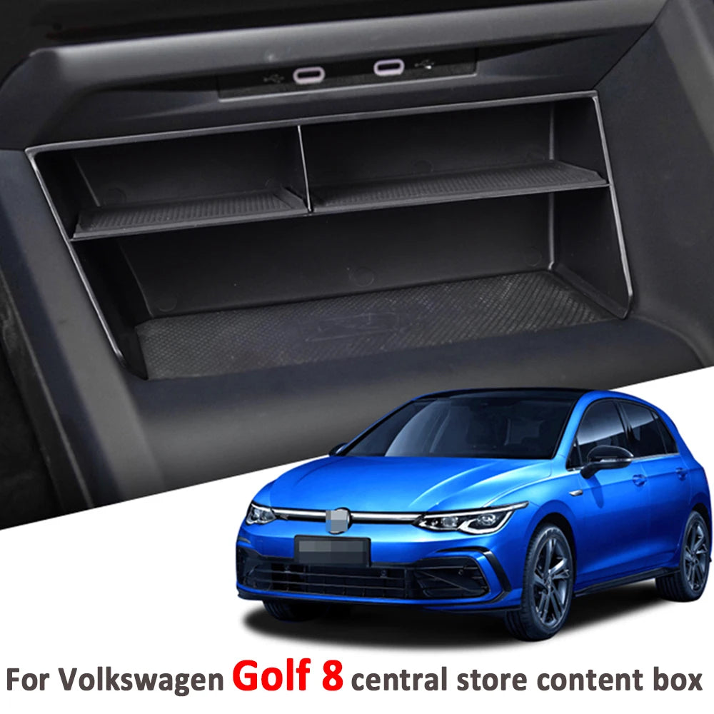 Car Center Console Organizer for VW Golf 8 MK8 2020-2023 LHD Storage Box Interior Accessories Custom Dashboard Decoration