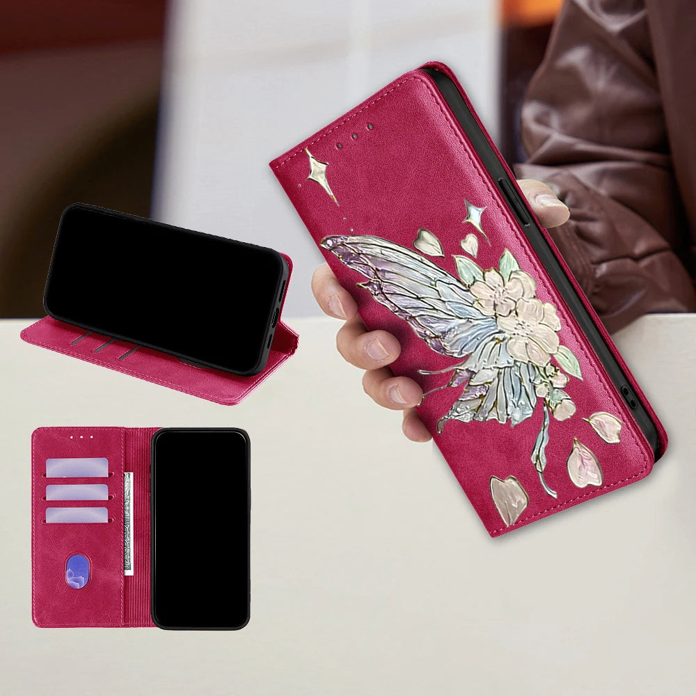 Painted Magnetic Flip Leather Wallet Case For Samsung Galaxy S26 Ultra S25 FE Galaxy S24 S23 S22 S25 Edge S26 Plus Cover Funda