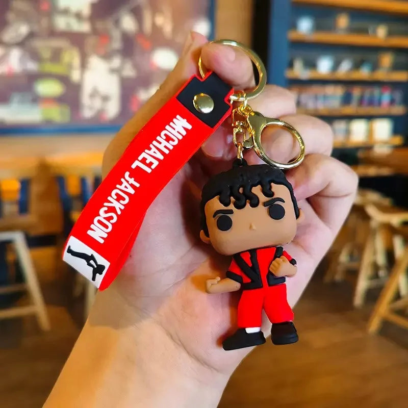 Michael Jackson Keychain, Classic Dance King Pendant Key Ring, Fashion Singer Key Chain, Creative Gift for Men Women
