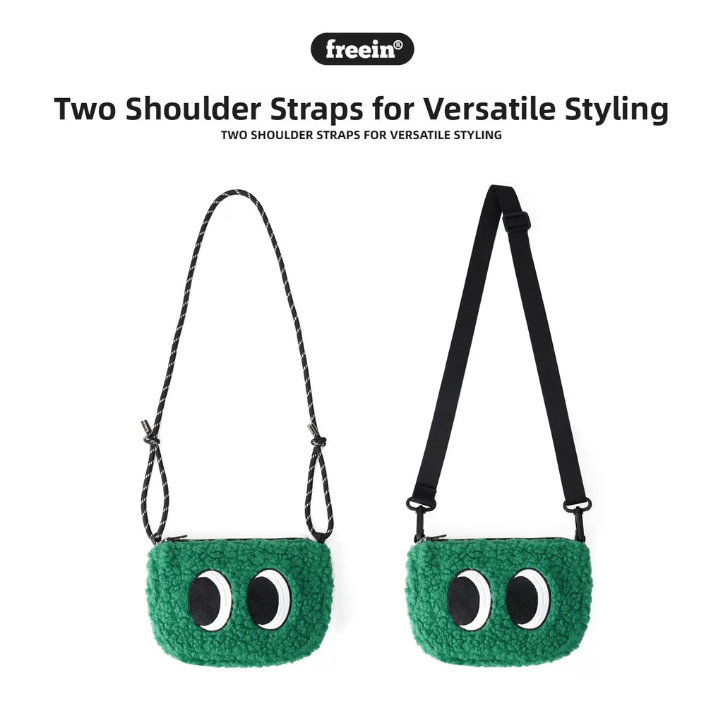 Lightweight Cute  Rice Ball Plush Earphone Bag Crossbody Phone Pouch for Young Girls Cartoon Style Polyester