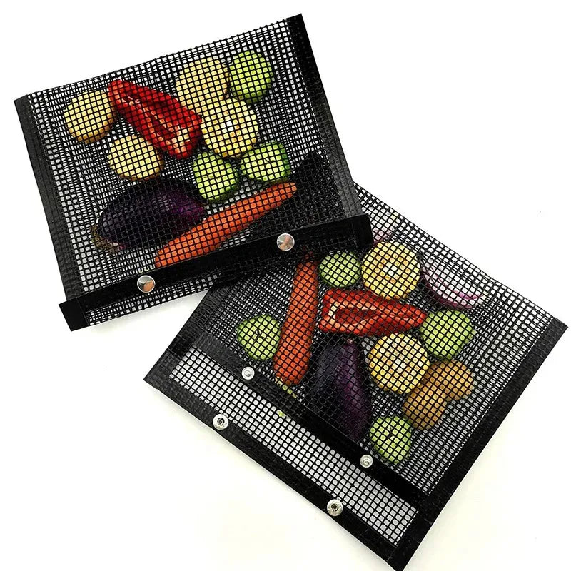 4PCS BBQ Grill Mesh Bag Reusable Mesh Nonstick Barbecue Oven Baking Grilling Bags Non-stick BBQ Accessories Picnic Camp Kitchen