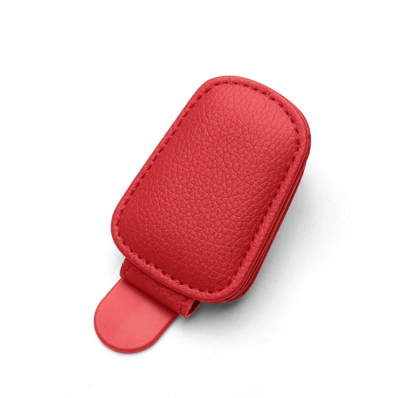 Sunglasses Holder Is Suitable for Car Sun shades Magnetic Leather Sunglasses Clip and Ticket Clip Car Sunshade Accessories