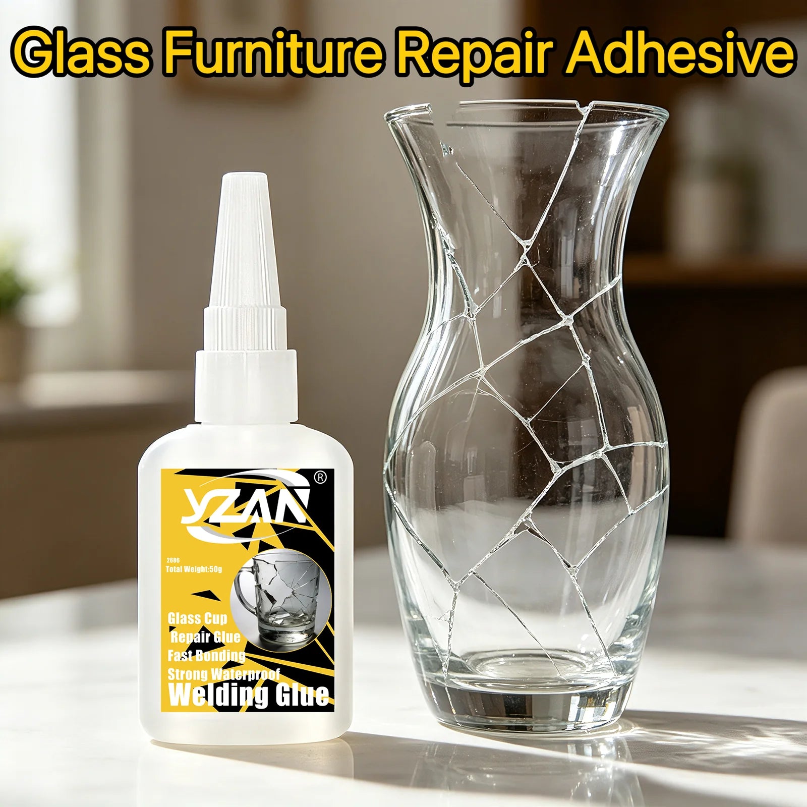 Glass Glue Clear Waterproof Strong Crack Repair Adhesive for Drinking Cup Wine Glass Mug Vase Glassware DIY Glass Craft Ornament