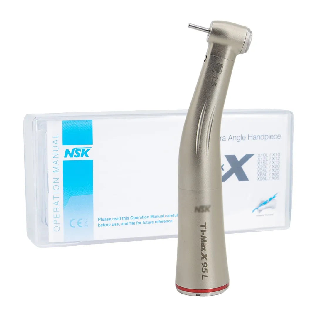 NSK Push Button 1:5 Increase Speed Handpiece Inner Water Spray Red Ring Made in Japan Dental Contra Angle Handpiece Ti Max X95L