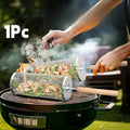 Rolling Grill Basket 304 Stainless Steel with Removable Handle Large Capacity for BBQ Camping Family Gathering Garden 1PC