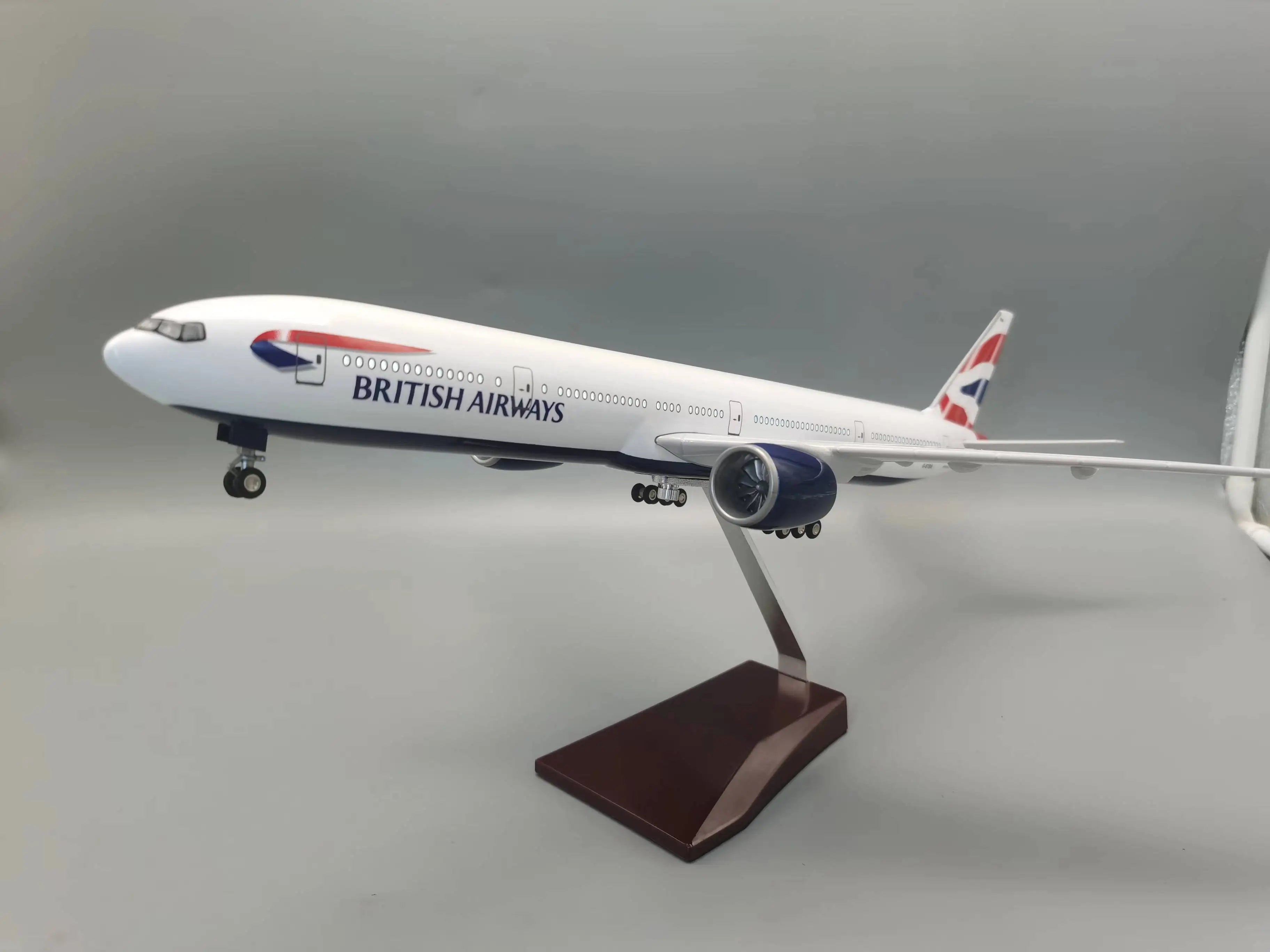 47cm Aircraft Diecast 777 British Airways Model Airplane With Light And Wheel Resin Scale Model Toys Boy Collected Gift By Aviat