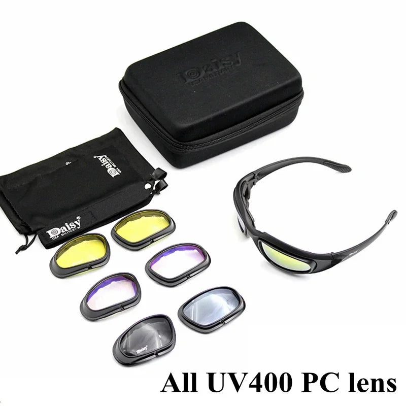 Daisy Polarized Tactical Sunglasses Men Airsoft Hunting Shooting Glasses UV400 Protection  Desert  Hiking Goggles
